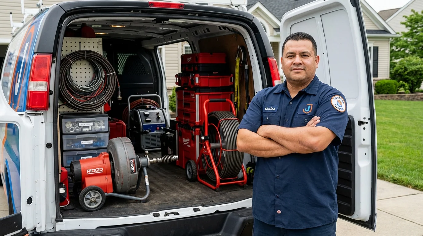 Professional drain cleaning equipment and Johns Plumbing LLC plumber in La Crescent