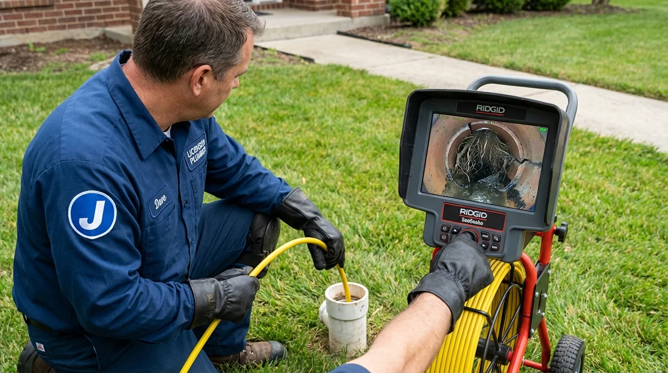 Sewer camera inspection being performed by Johns Plumbing LLC in La Crescent